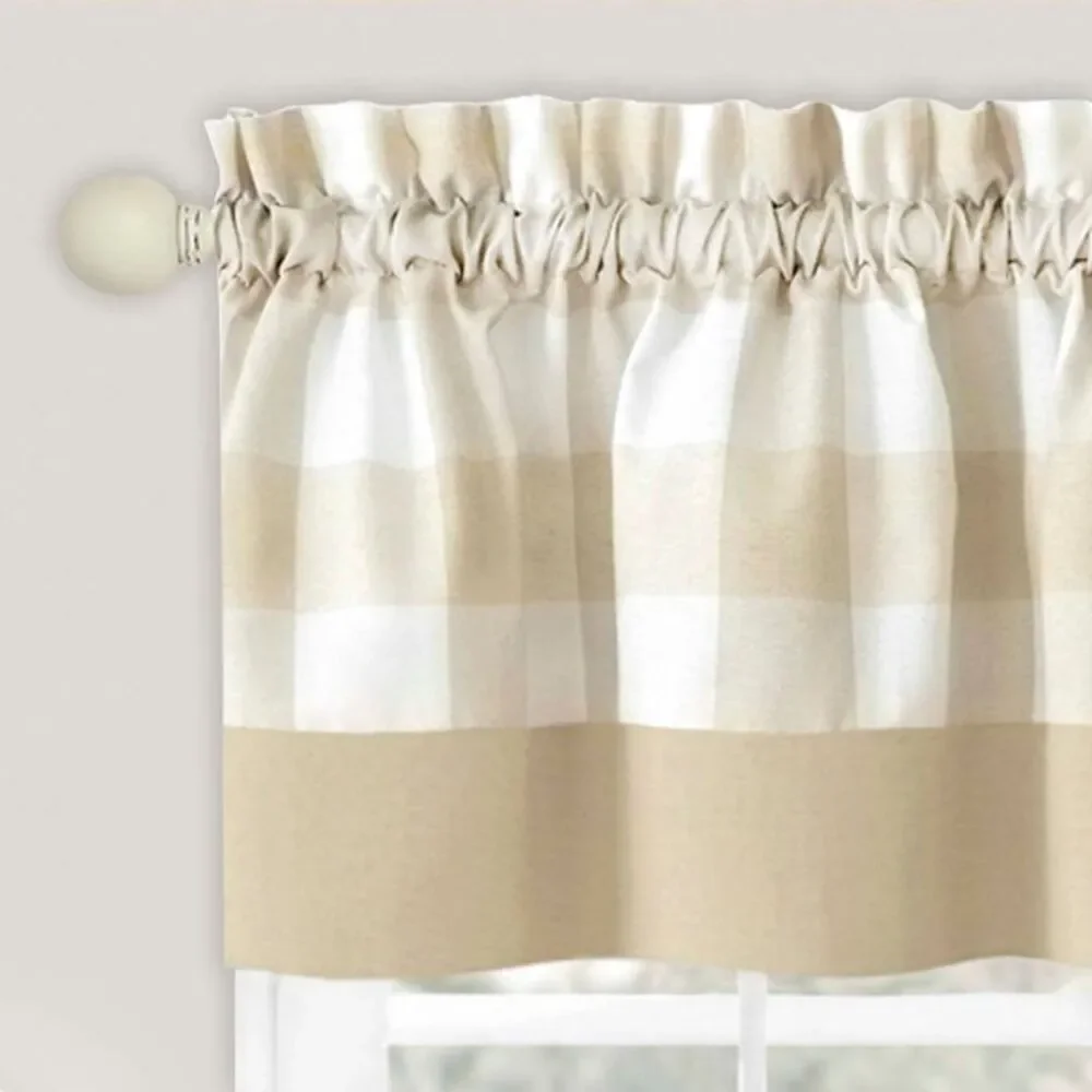 Achim Home Furnishing Hunter Tan Plaid Modern Window Curtain Panels : 57